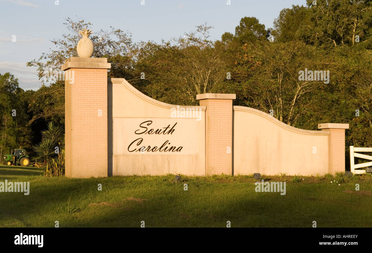Willkommensschild South Carolina USA, SC State Line Stockfoto