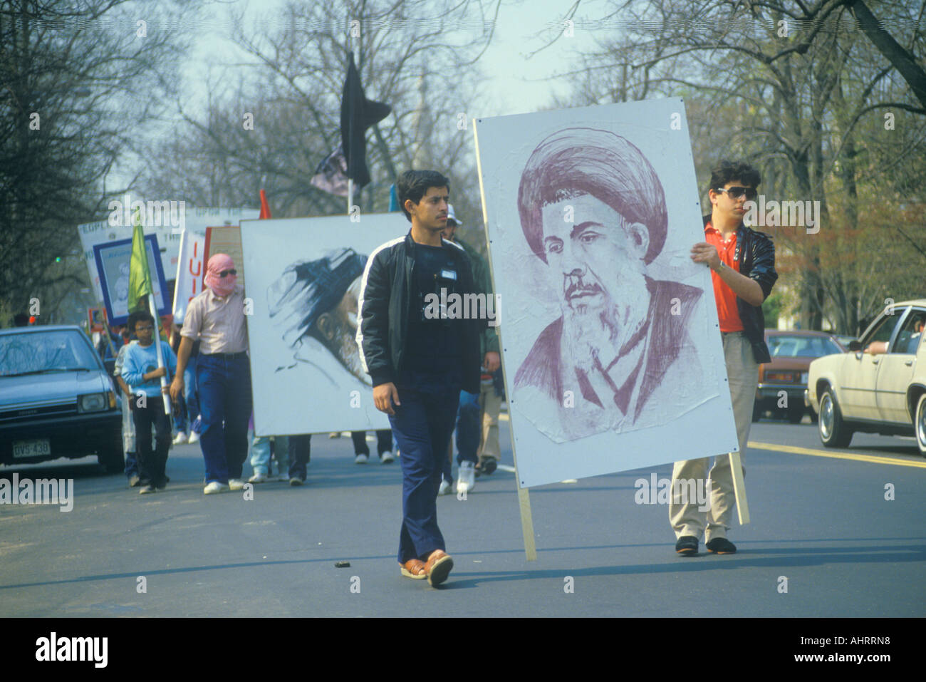 Iranischen Gemeinde marschieren in Protest gegen Irak Washington D C Stockfoto