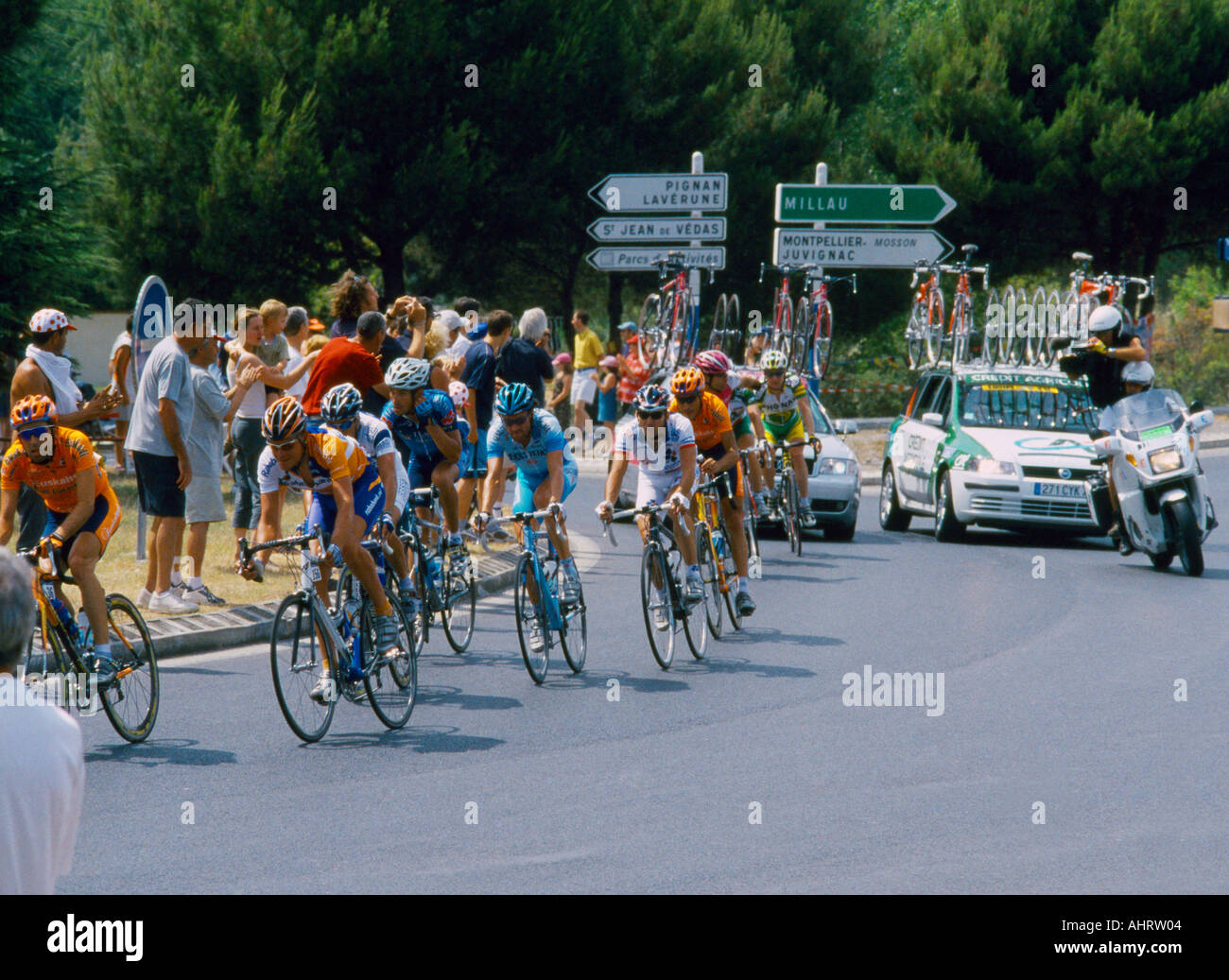 Montpellier Frankreich Tour de France Radfahrer Stockfoto