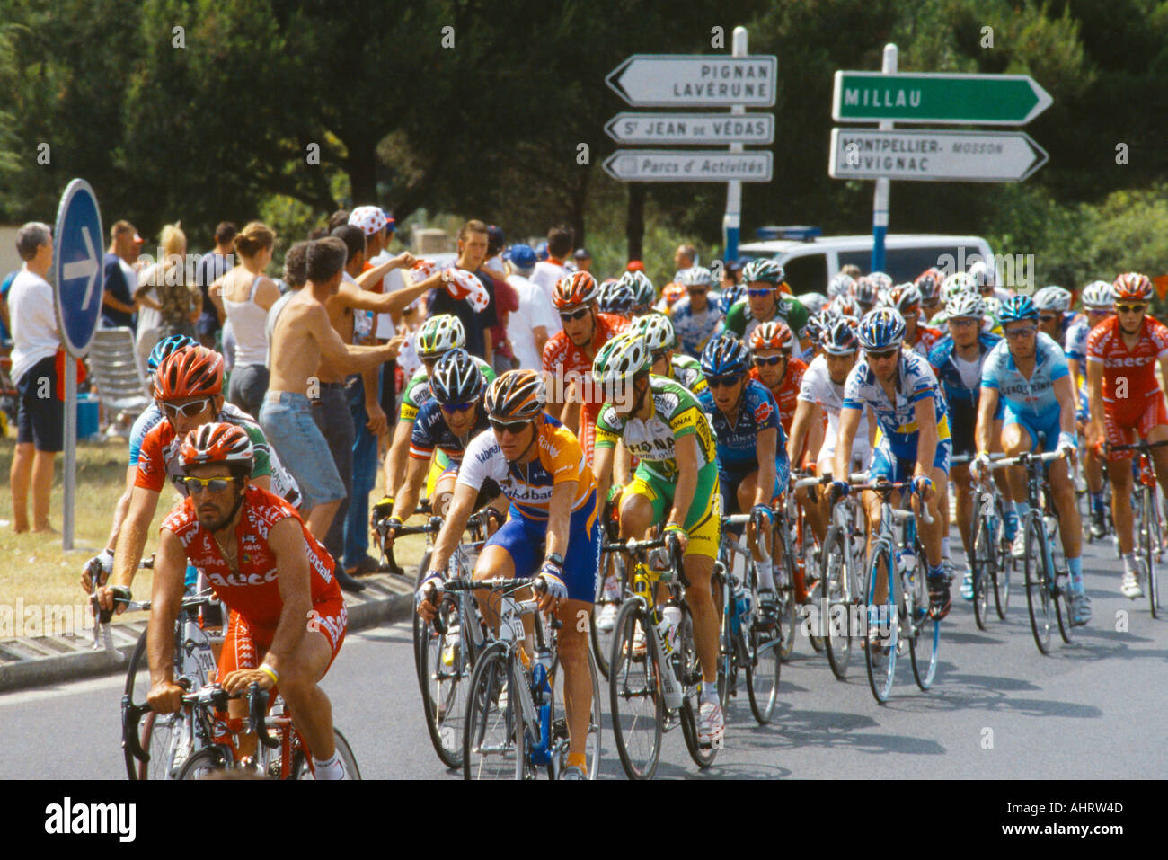 Montpellier Frankreich Tour de France Radfahrer Stockfoto