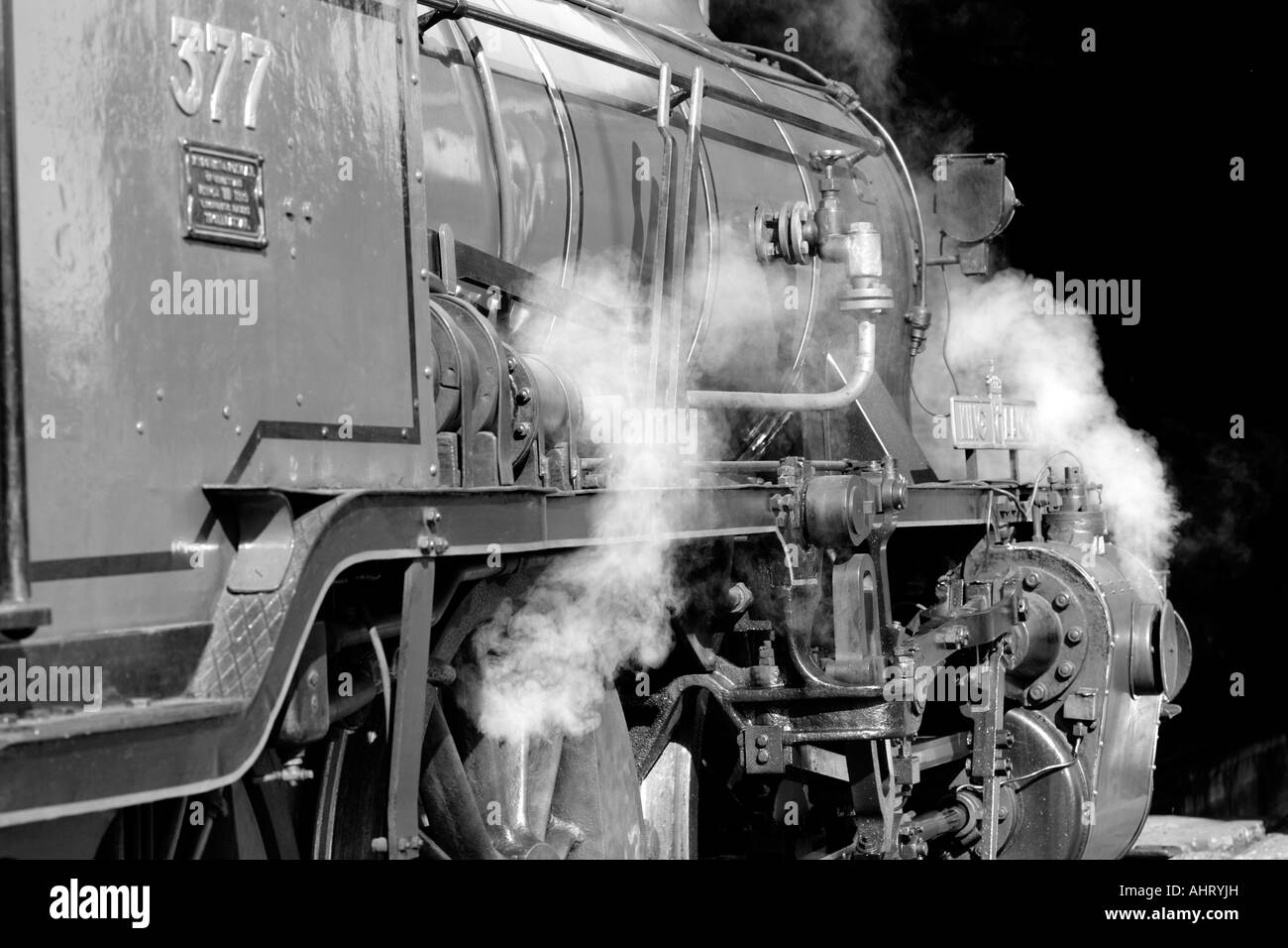 Dampfzug bereit, die Station zu verlassen. Stockfoto