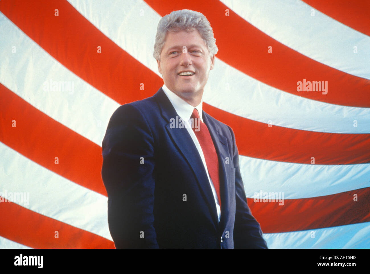 Der ehemalige Präsident Bill Clinton bei einem Macintosh Computer Montage im Jahr 1993 Stockfoto