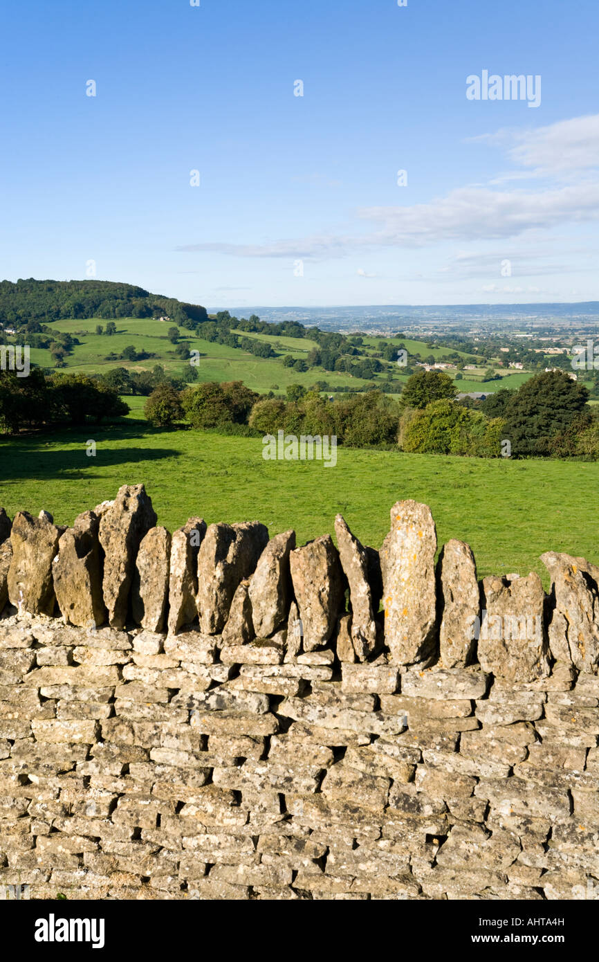 Haresfield Hill und die Severn Vale angesehen von Cotswold Böschung am Rand, Gloucestershire Stockfoto