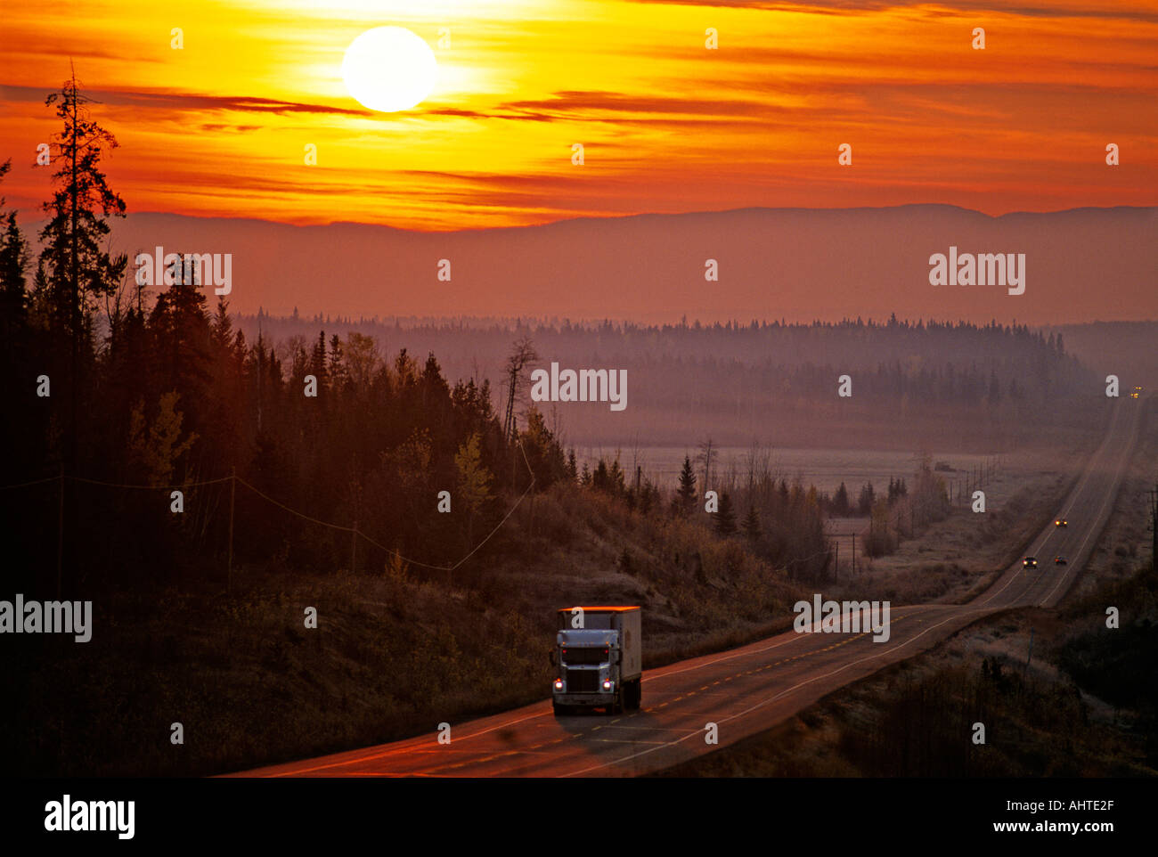 Highway 16 Sunrise Stockfoto