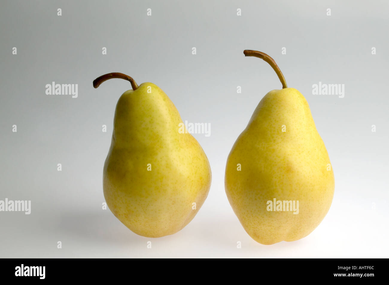 AAD91585 2 zwei Stücke des goldenen Birnen Frucht Tabletop Stillleben gesunde Ernährung Stockfoto