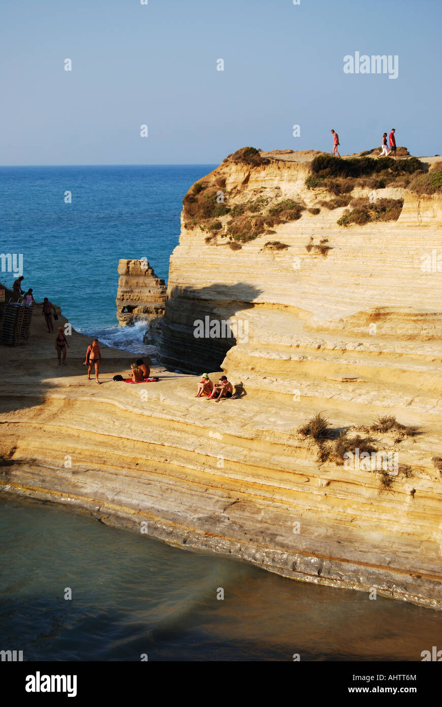 Sidari Cliffs, Canal d ' Amour, Sadari, Corfu, Ionische Inseln, Griechenland Stockfoto