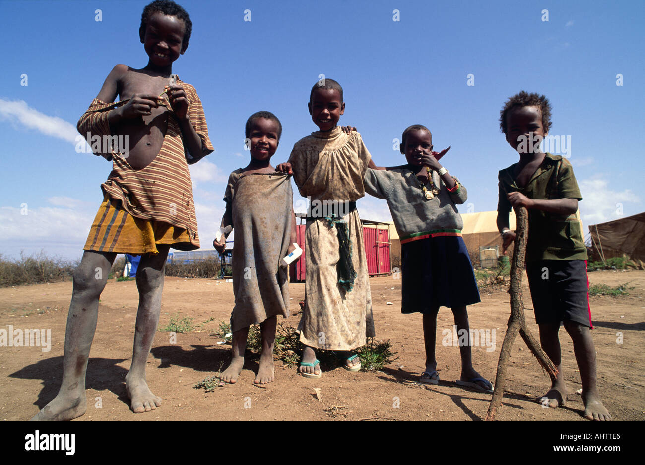 Somalische Kinderflüchtlinge in Kebribeyah, Ostäthiopien Stockfoto