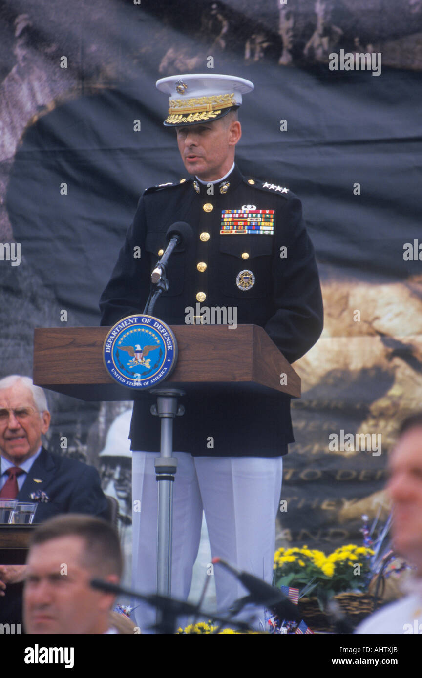 Vorsitzender der Joint Chief Of Staff Richard Myers am Koreakrieg 50. Jahrestag Feier Washington D C Stockfoto