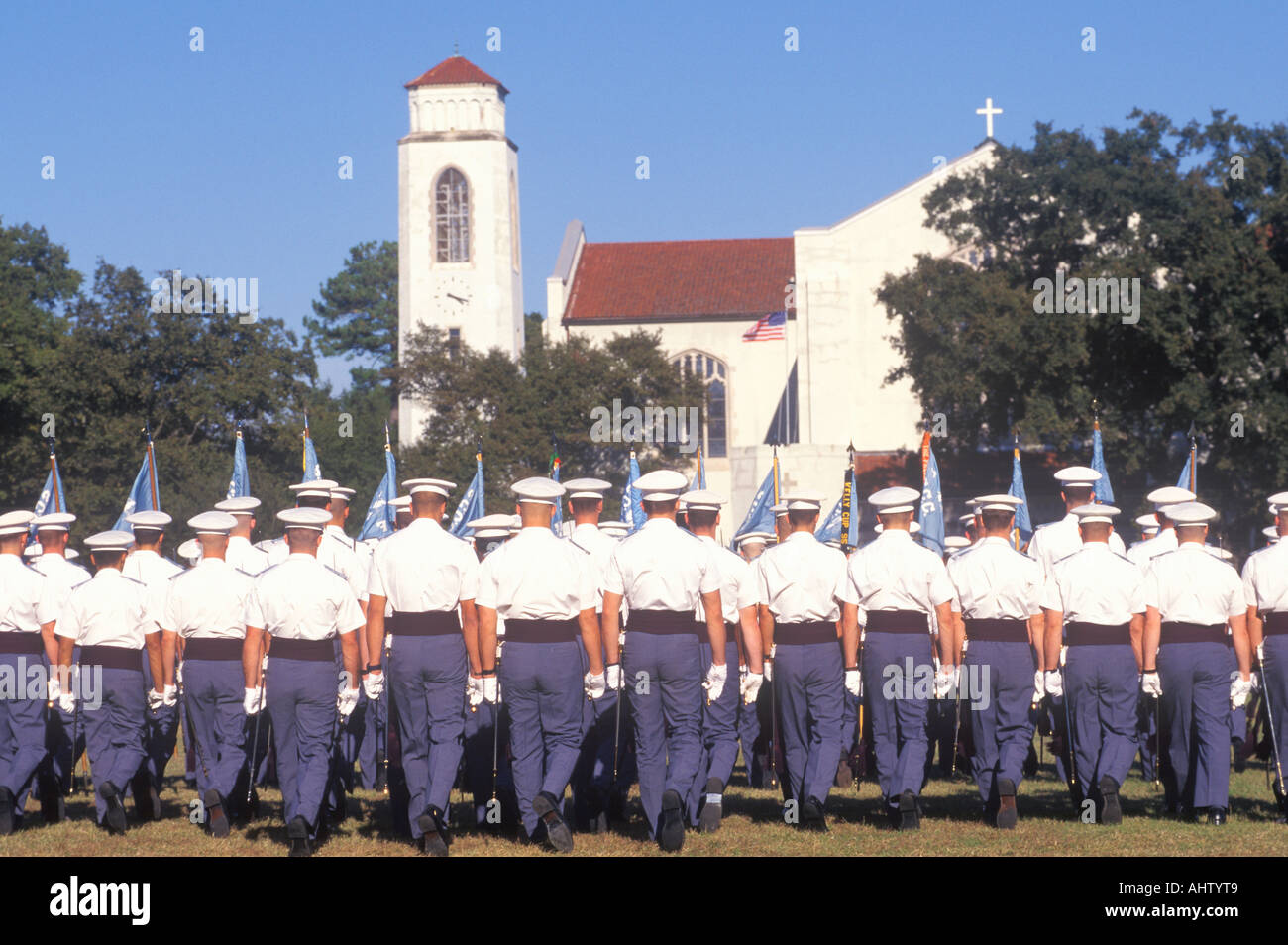 Rückansicht des Soldaten marschieren die Citadel Military College of Charleston South Carolina Stockfoto