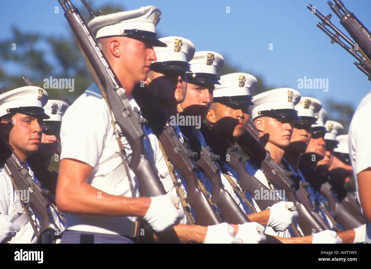 Junge Kadetten Marsch der Citadel Military College of Charleston South Carolina Stockfoto