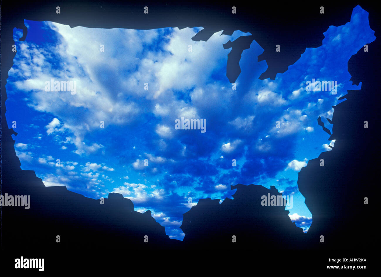 Spezialeffekte-Überblick über das Festland der Vereinigten Staaten mit sky Stockfoto