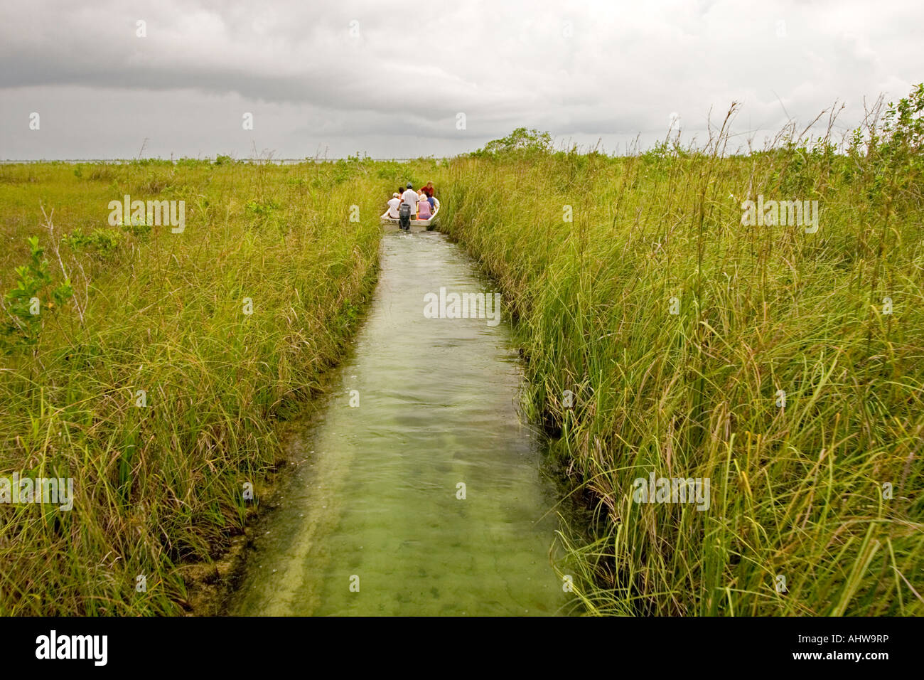 Navigation durch das Biosphärenreservat Sian Ka Naturreservat (Mexiko). Navigation au Sein De La Reserva De La Biósfera Sian Ka. Stockfoto