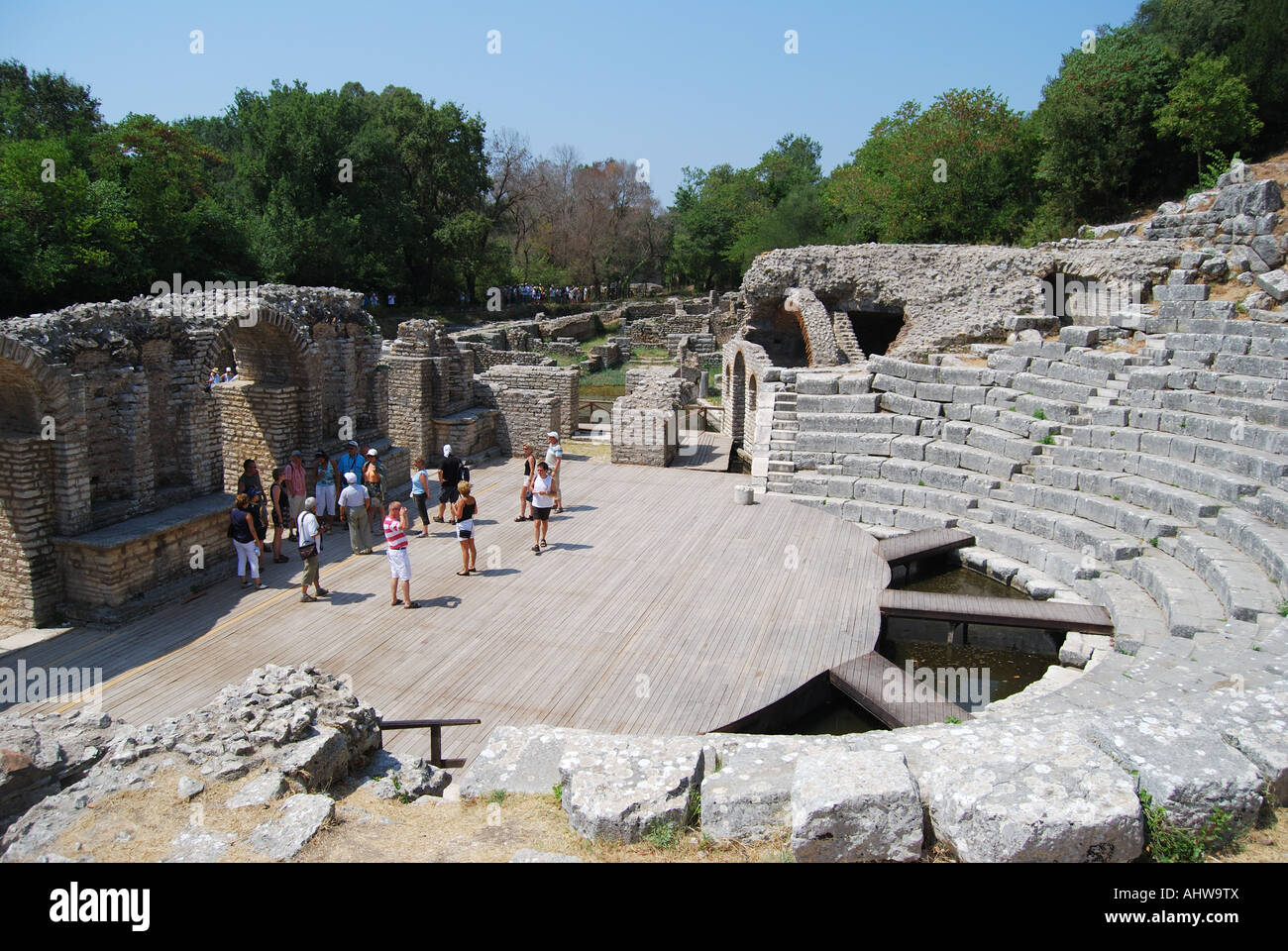 Das Theater, Nationalpark Butrint, griechische archäologische Stätte, Butrint, Grafschaft von Vlora, Albanien Stockfoto