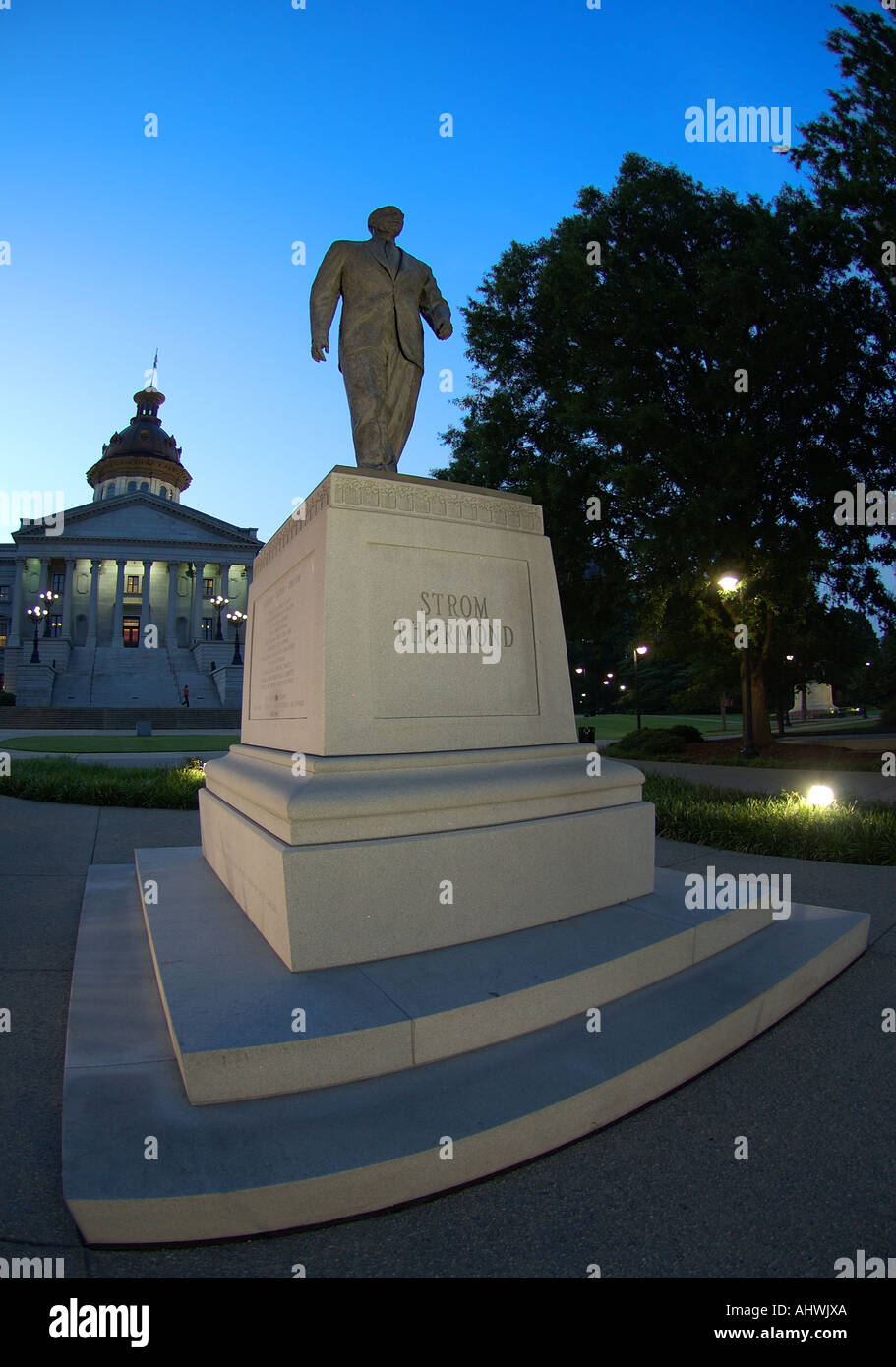 Strom Thurmond Statue und Statehouse, Columbia, South Carolina, USA Stockfoto