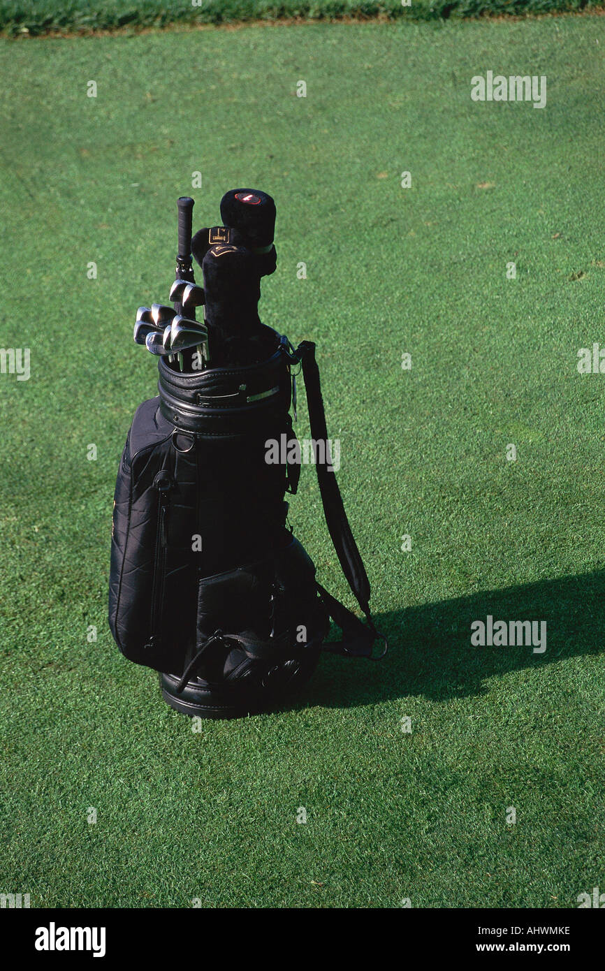 Tasche von Golfschlägern Stockfoto
