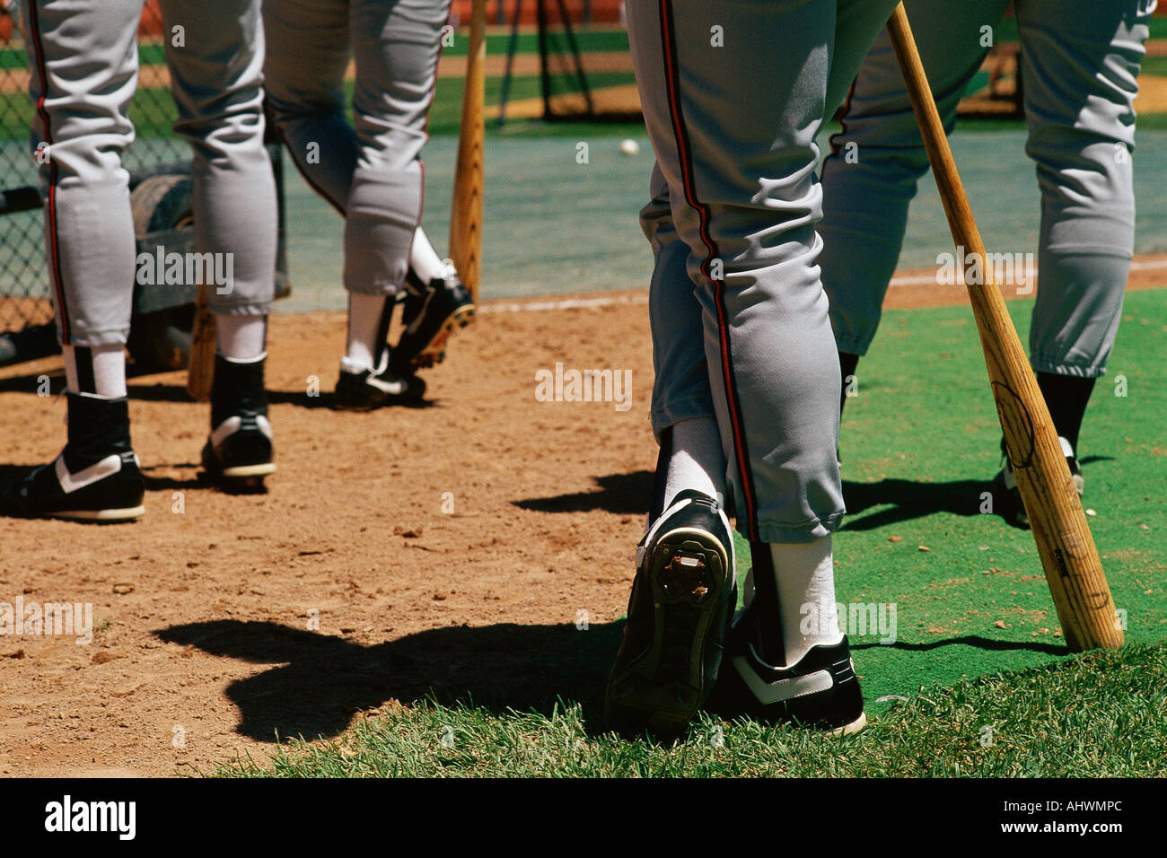 Beine der Baseball-Spieler Stockfoto