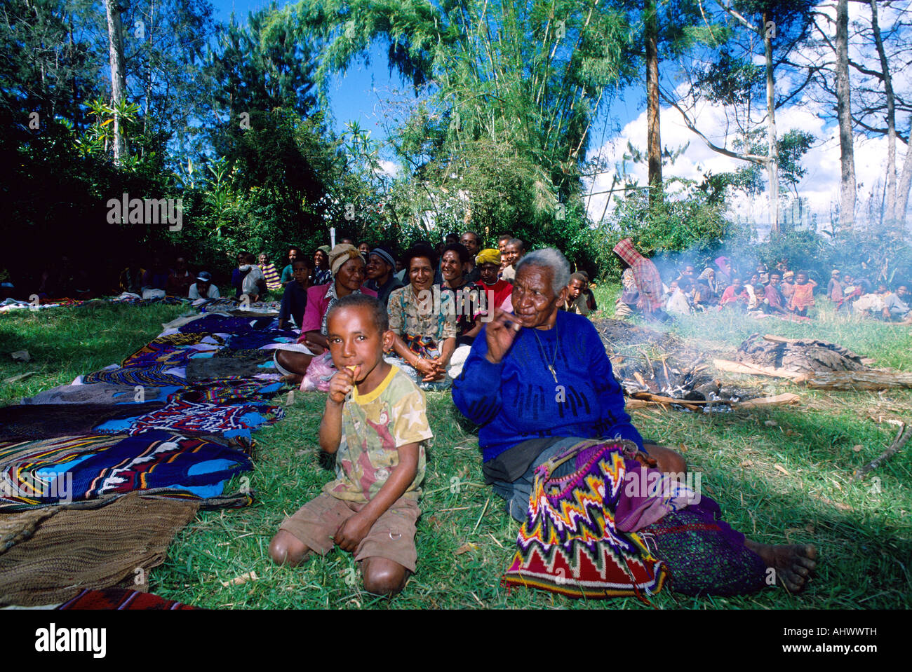 Stammesangehörigen in Mount Hagen Kulturshow Stockfoto