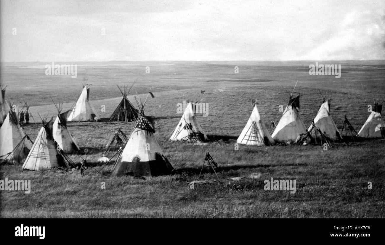 Cree Indianerlager 1870 s Stockfoto