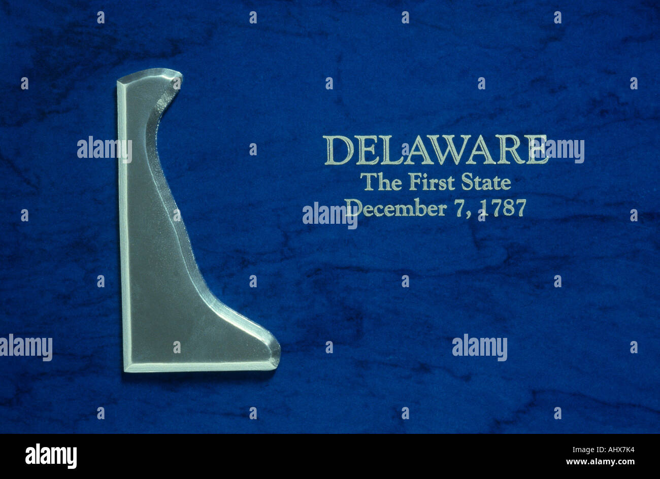 Silberne Karte von Delaware Stockfoto