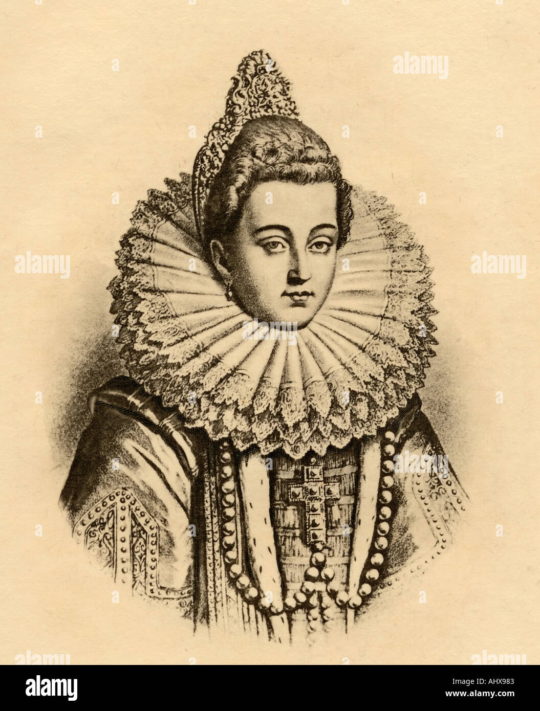 Louise de Lorraine Vaudemont, 1553-1601. Königin von Frankreich als Frau von Henri III. Stockfoto