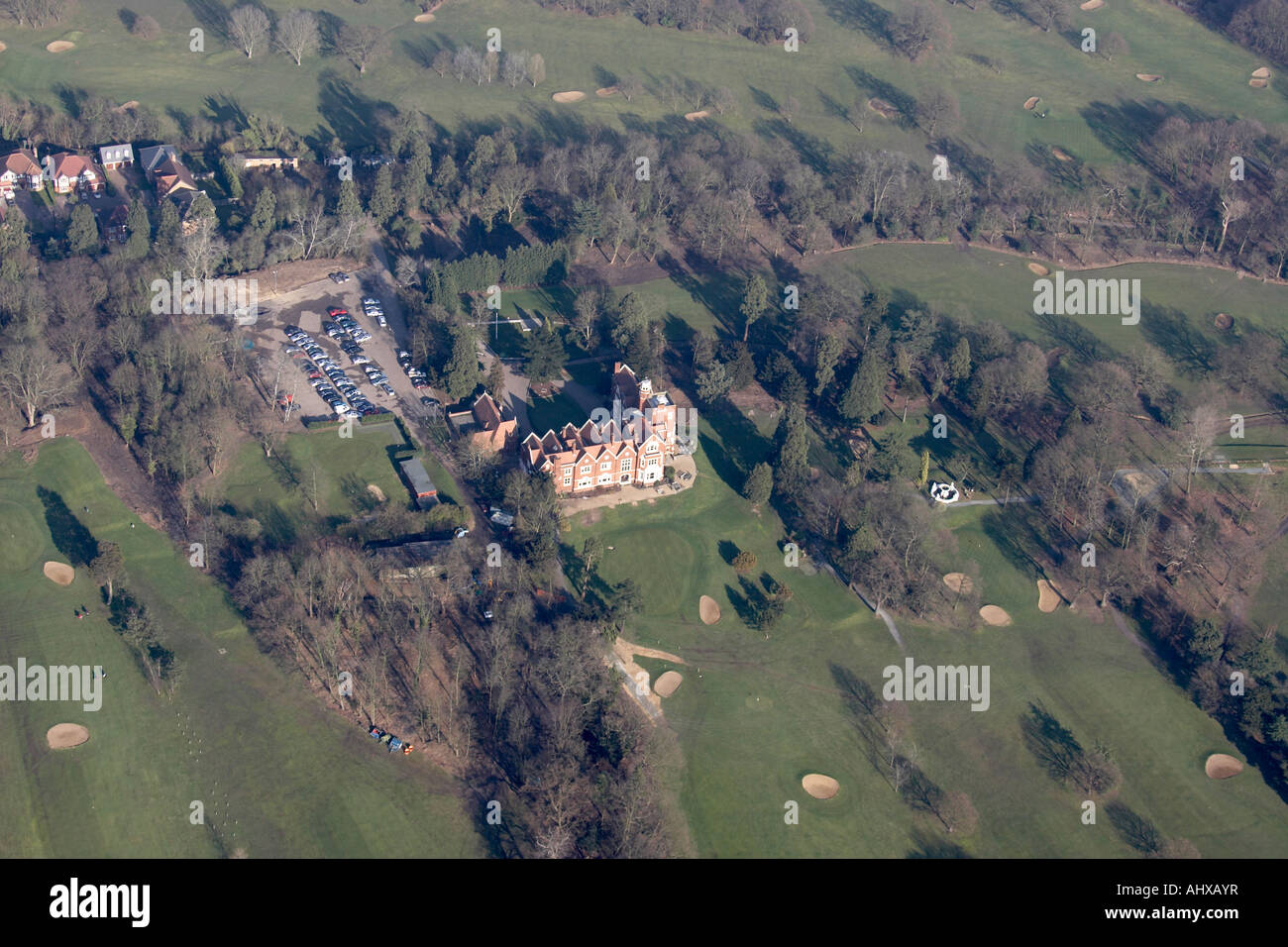 Hohen Niveau schrägen Luftbild Norden östlich von Nether Gericht auf Finchley Golf Couse London NW7 N3 England UK Januar 2006 Stockfoto