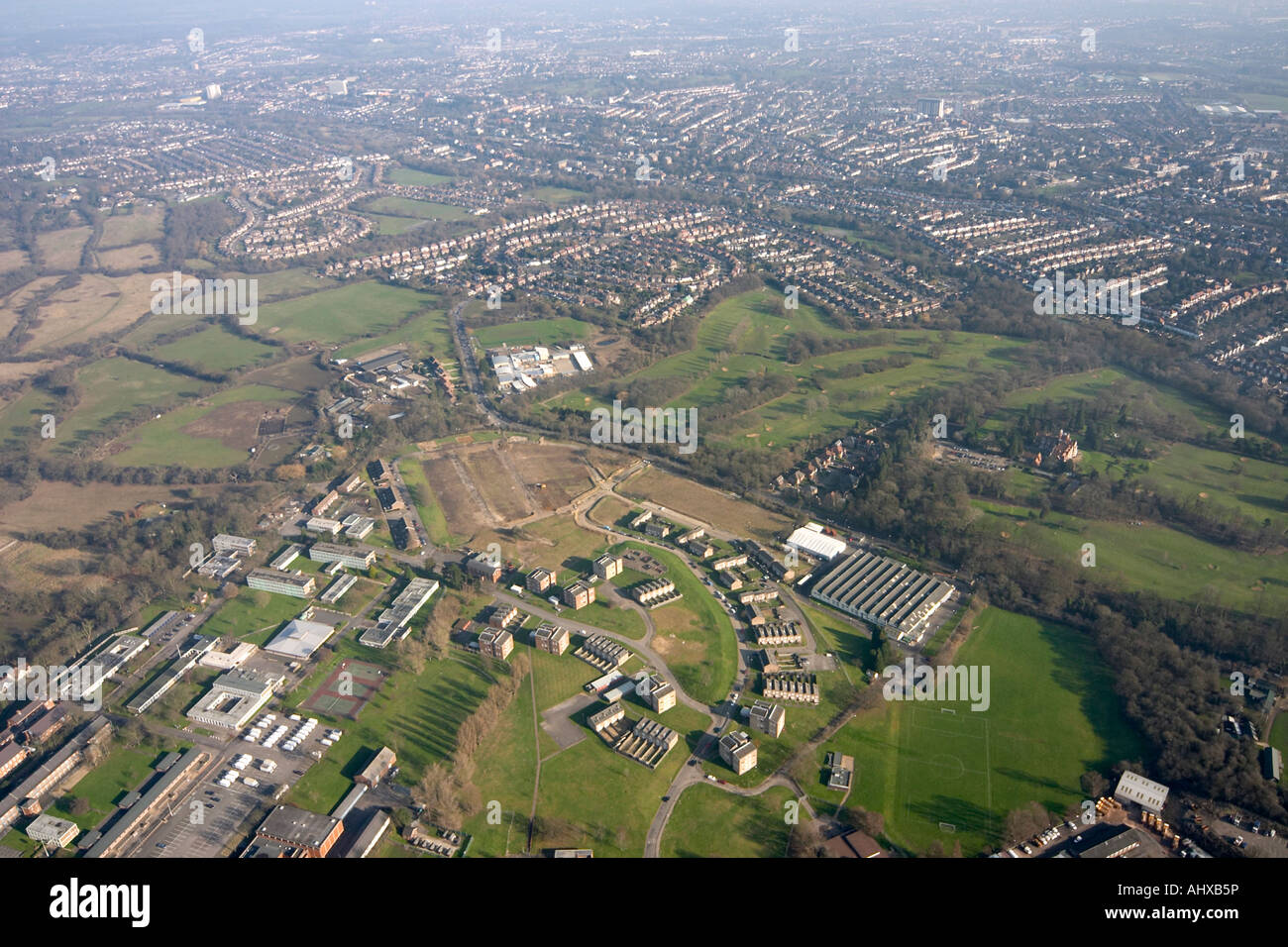 Hohen Niveau schrägen Luftbild Norden östlich von Finchley Golfplatz Nether Court London NW7 N3 England UK Januar 2006 Stockfoto