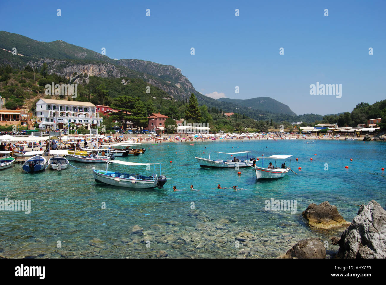 Paleokastritsa Resort, Kerkyra, Korfu, Ionische Inseln, Griechenland Stockfoto