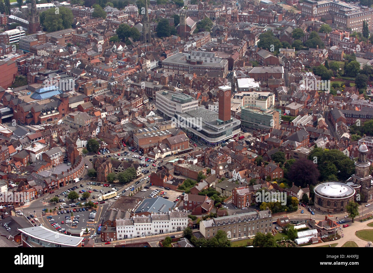 Eine Luftaufnahme von Shrewsbury in Shropshire Stockfoto