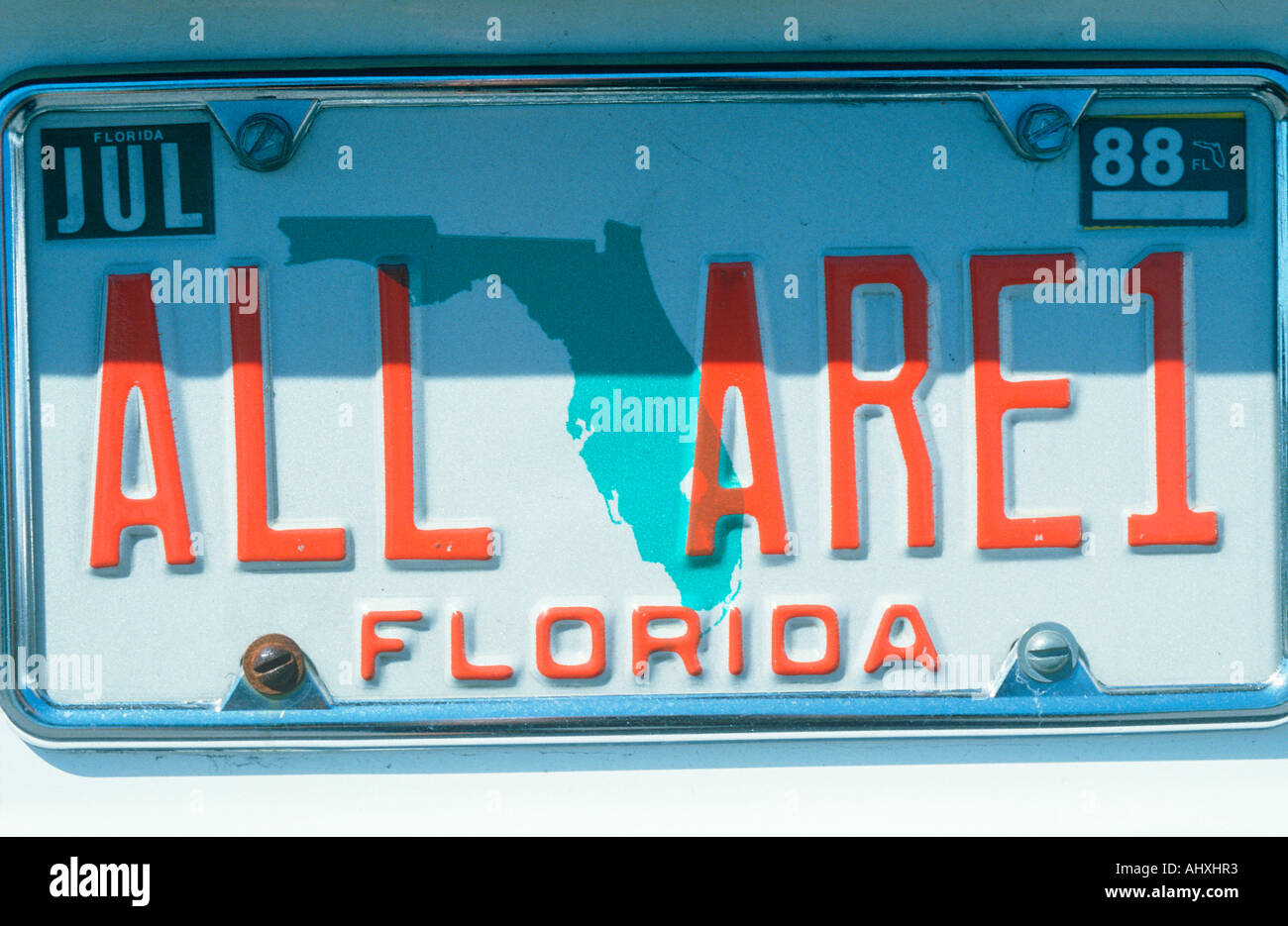 Eitelkeit Nummernschild Florida Stockfoto
