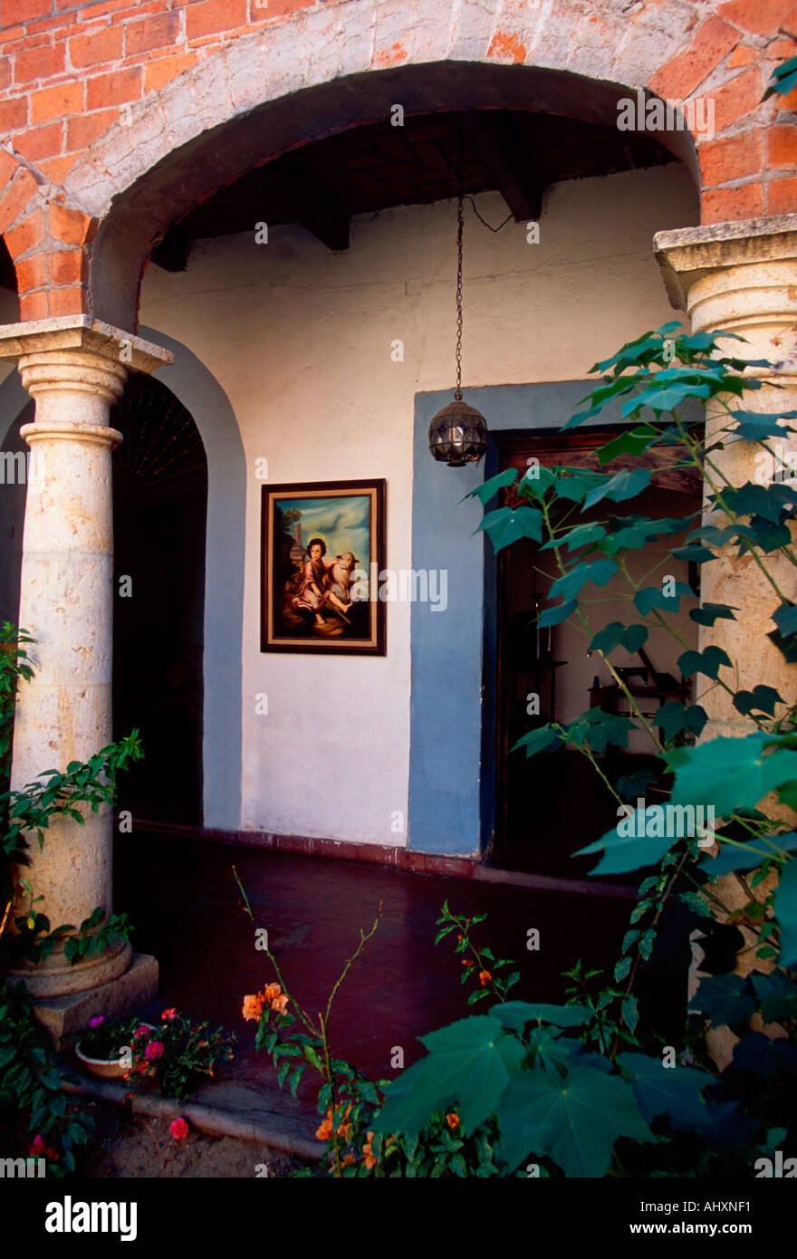 Innenhof, ein eigenes Heim, Haus, Hauptstadt, Oaxaca, Oaxaca de Juárez, Oaxaca, Mexiko Stockfoto