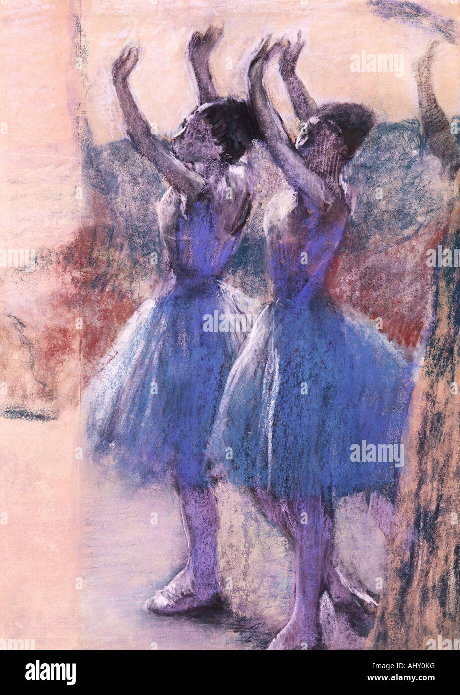 "Bildende Kunst, Degas, Edgar, (1834-1917), Malerei,"Deux Danseuses", ("zwei Tänzerinnen"), um 1900, Papier, 79 cm x 51 cm, von Stockfoto