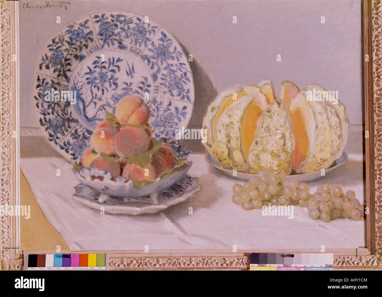 "Bildende Kunst, Monet, Claude (1840-1926), Malerei,"Stil Leben mit Melone", 1872, Öl auf Leinwand, Museum Calouse Gulbenkian, Lis Stockfoto