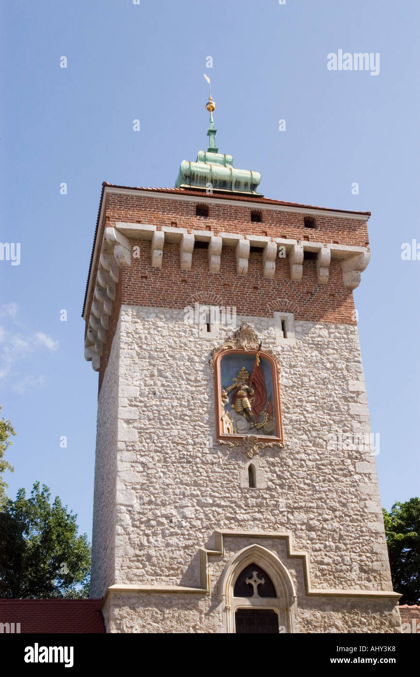 St. Florian oder Florianska Tor in der Altstadt von Krakau Polen Stockfoto