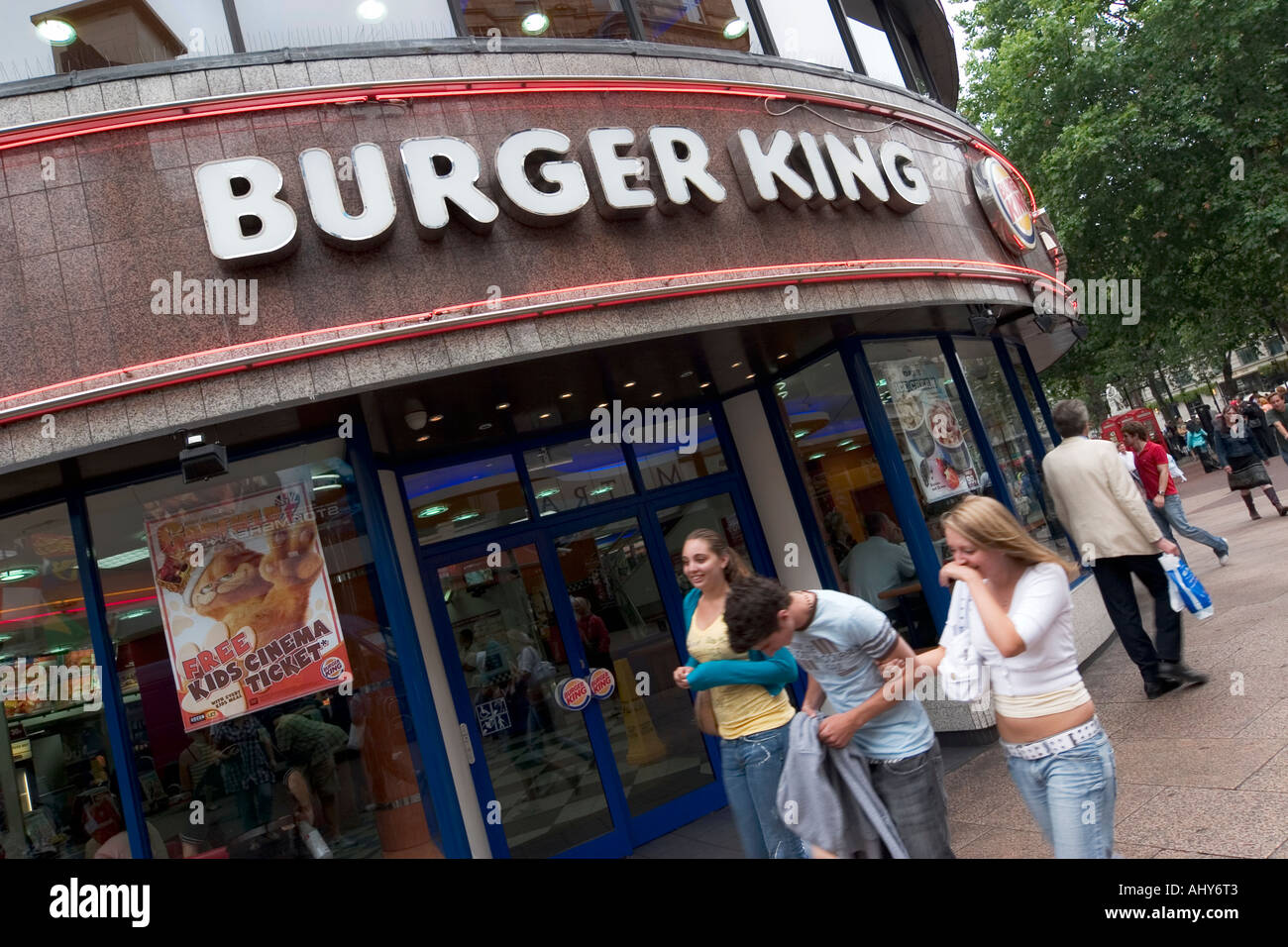 Burger King Schnellrestaurant in Leicester Square in London Stockfoto