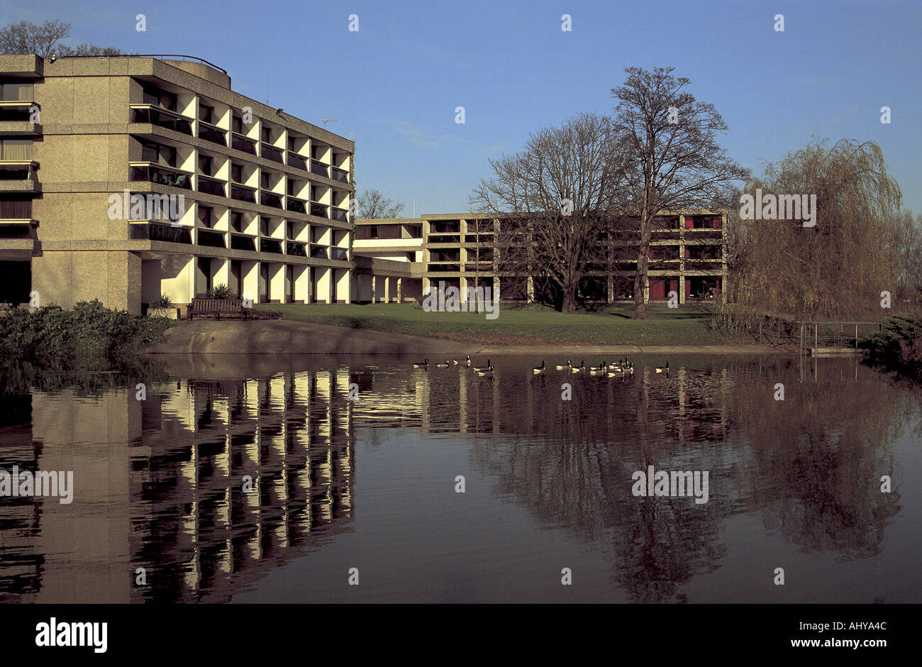 Wolfson College und dem See von die Cherwell Stockfoto