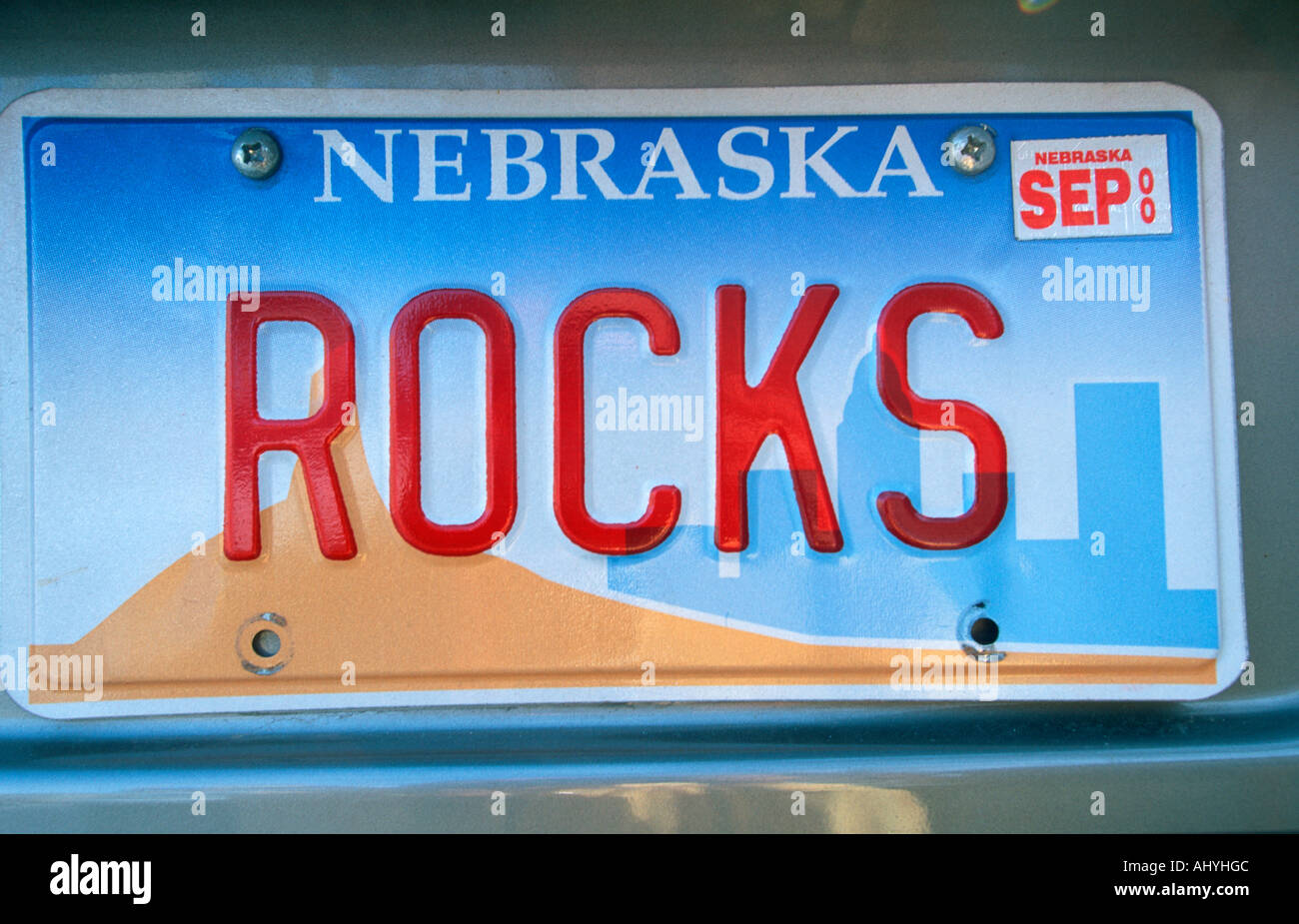 Eitelkeit Nummernschild Nebraska Stockfoto