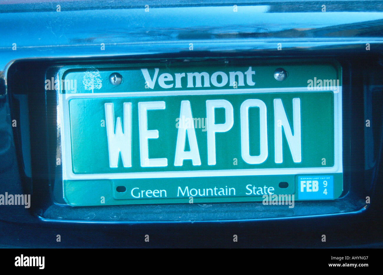 Eitelkeit Nummernschild Vermont Stockfoto