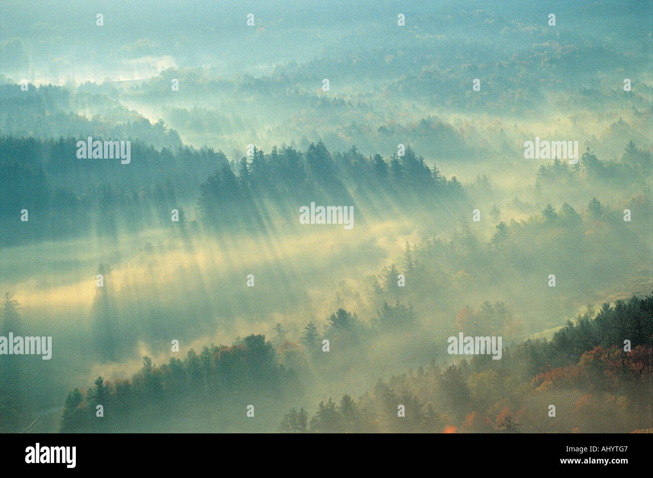 Nebel über Green Mountains von Vermont in der Nähe von Stowe Stockfoto