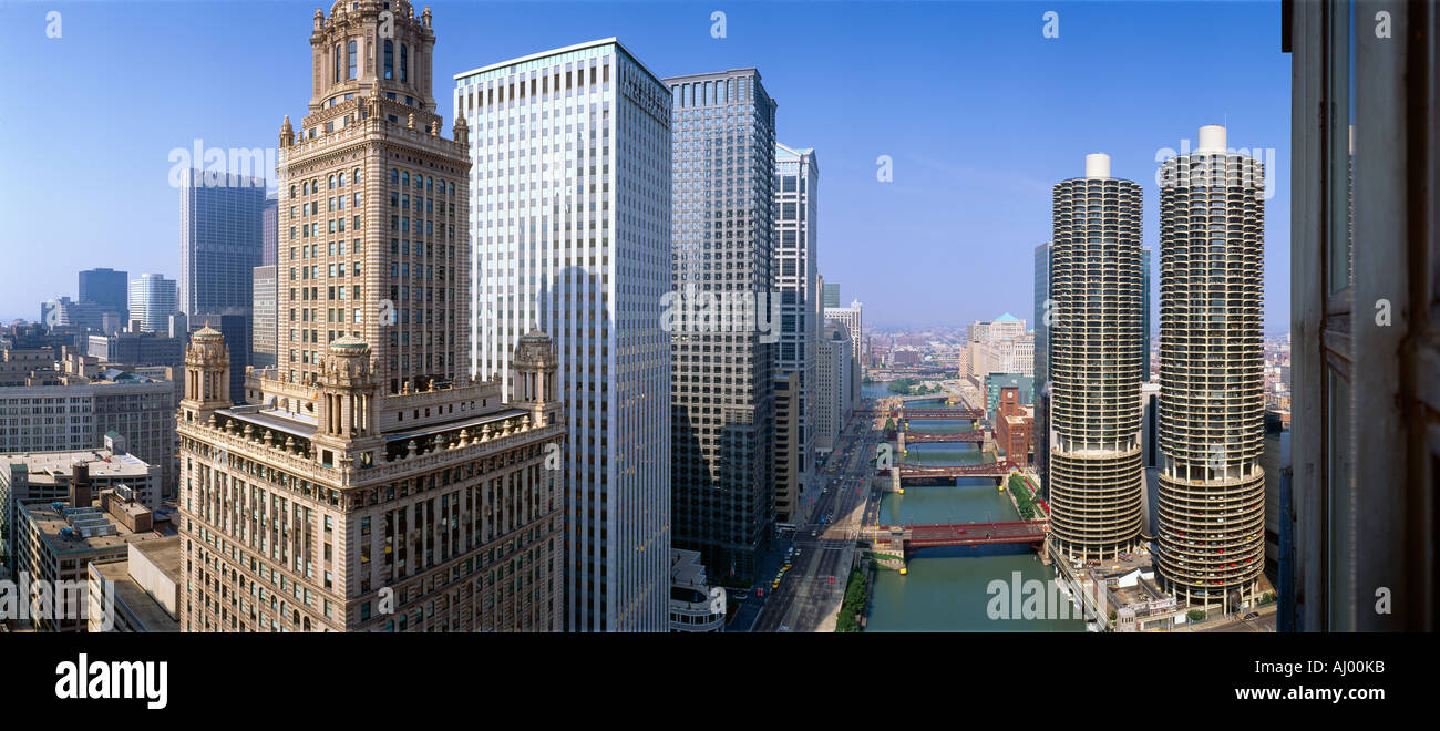 Chicago River Antenne gedreht Illinois Stockfoto