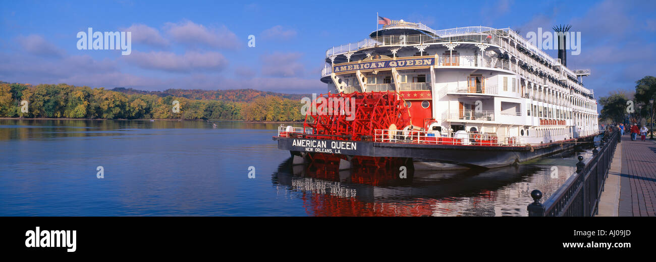 American Queen Paddlewheel Schiff am Mississippi River-Wisconsin Stockfoto