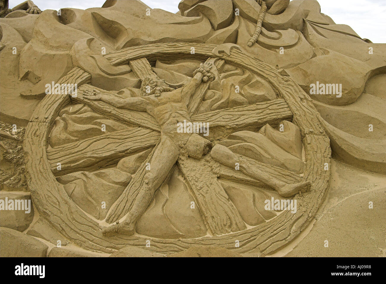 antiken Griechenland Sand Skulptur bei great Yarmouth Stockfoto