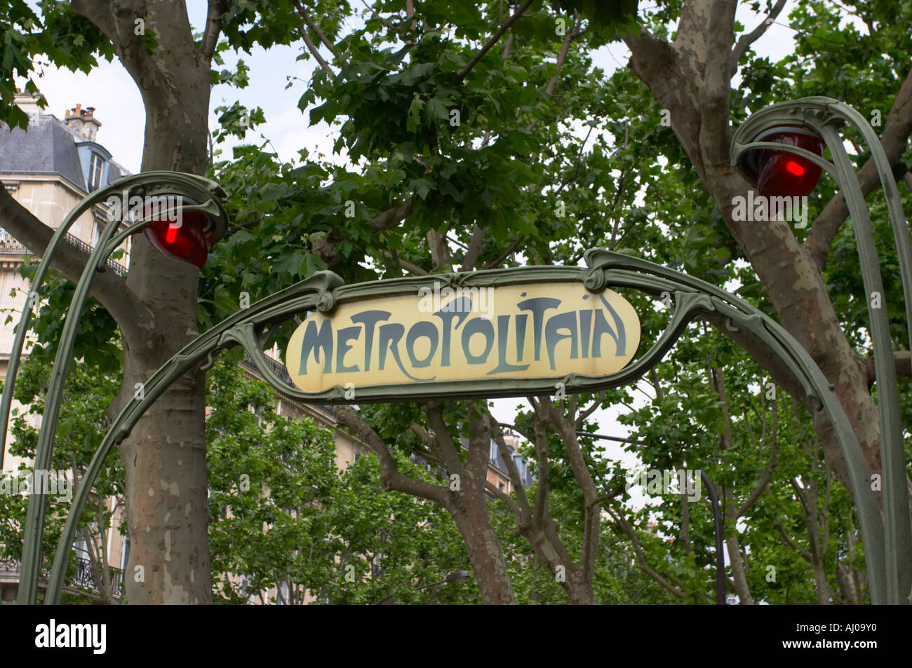 Art Nouveau Metro Schild am Parc Monceau Paris Frankreich Stockfoto