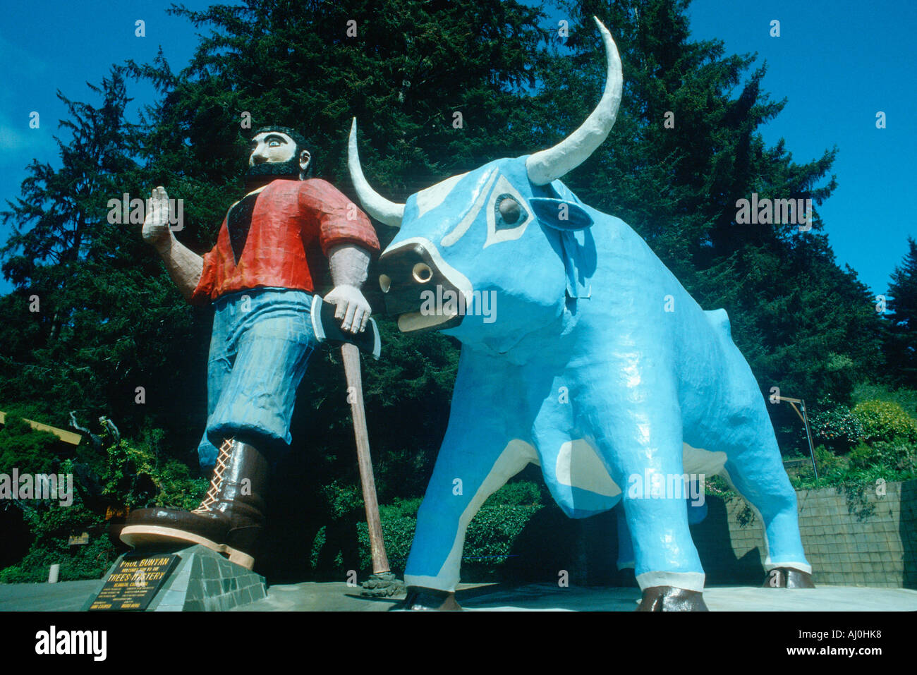 Paul Bunyan und Baby Blue Ox Klamath CA Stockfoto