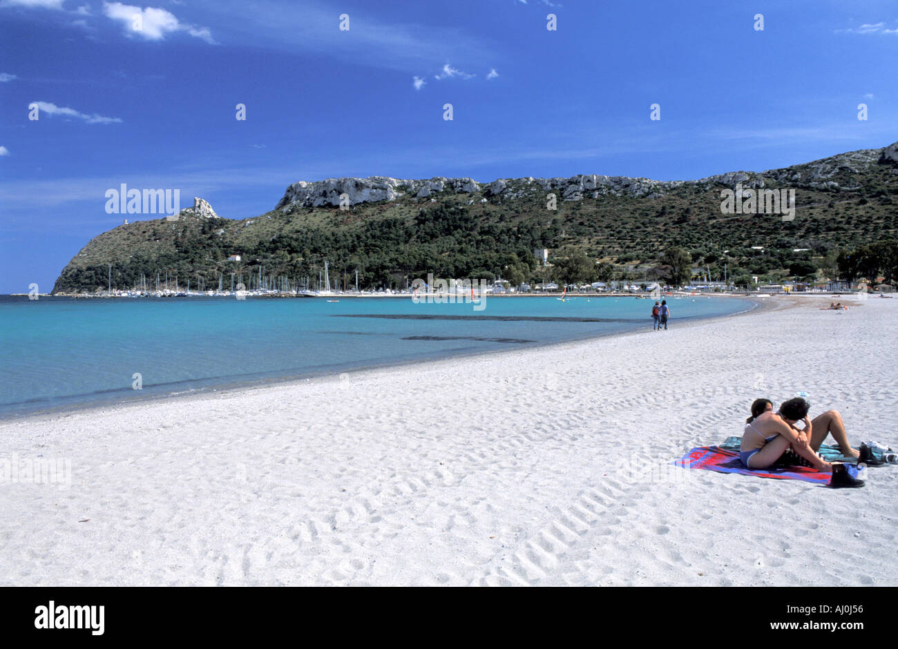 Poetto Strand Cagliari Sardinien Italien Stockfotografie Alamy