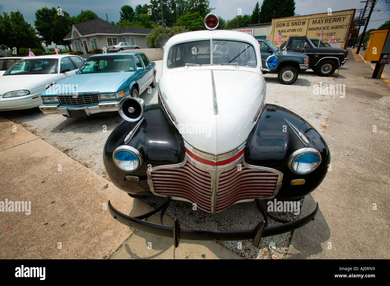 Mayberry Sheriff s Abteilung Polizeiauto in Mount Airy North Carolina Stadt Sonderangebot-Mayberry RFD und Heimat von Andy Stockfoto