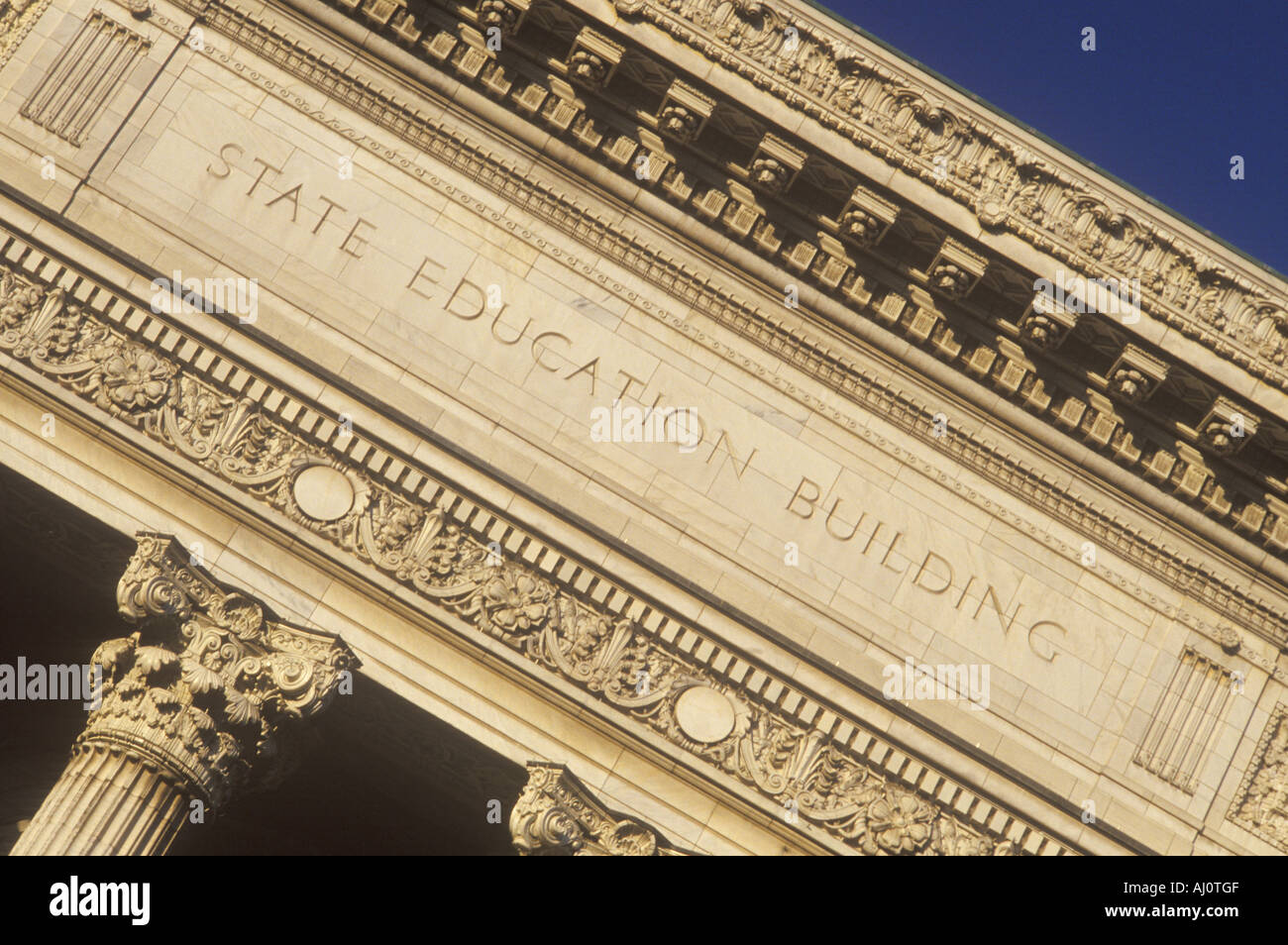 Reich verzierten Säulen der staatlichen Ausbildung Gebäude Albany NY Stockfoto