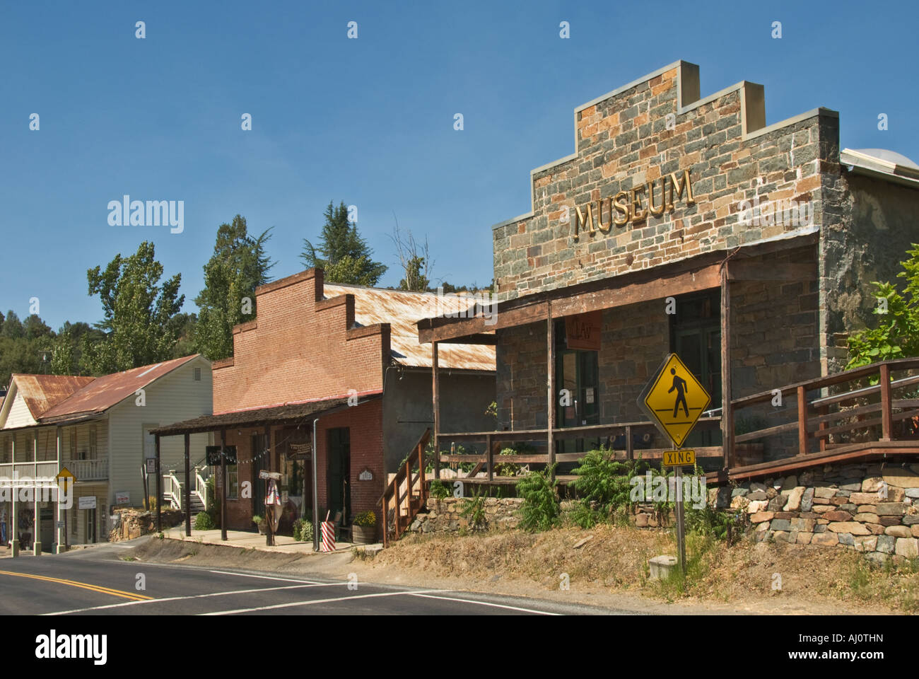 California Gold Country Amador County Stadt Amador City downtown Hauptstraße Stockfoto