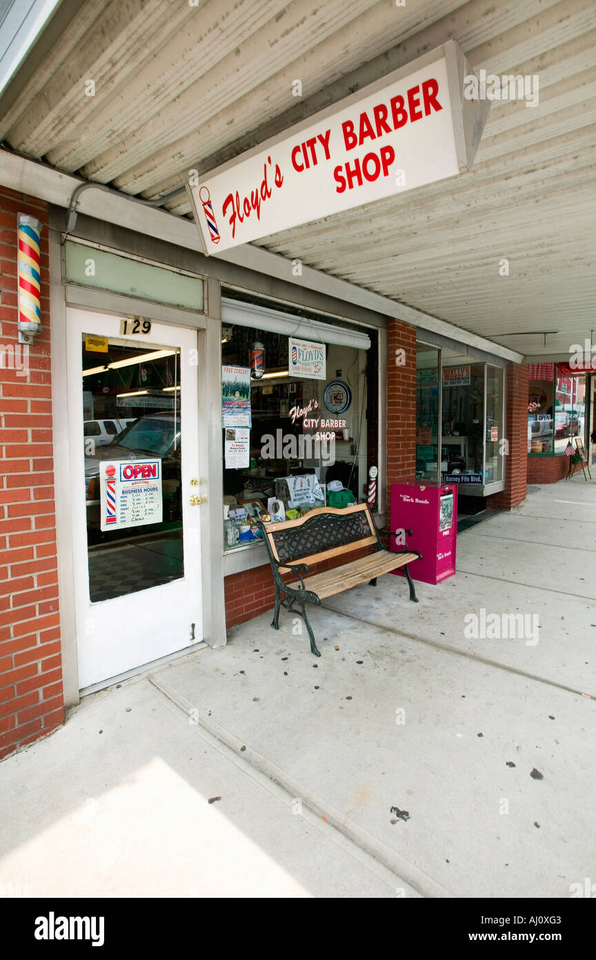 Floyd s City Barber Shop in Mount Airy North Carolina Stadt Sonderangebot-Mayberry RFD Stockfoto