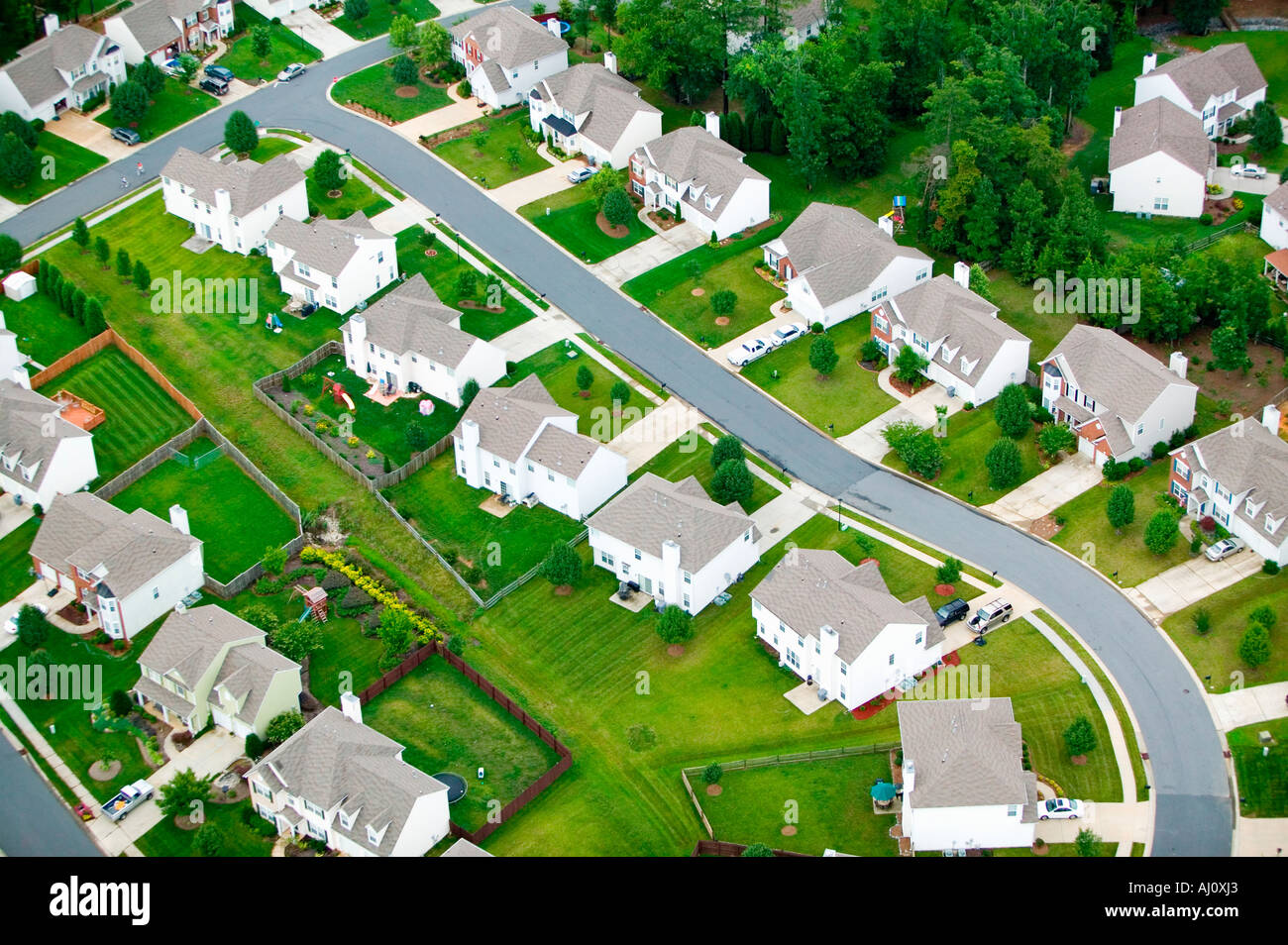 Luftaufnahme der Wohnsiedlung in Charlotte, North Carolina Stockfoto