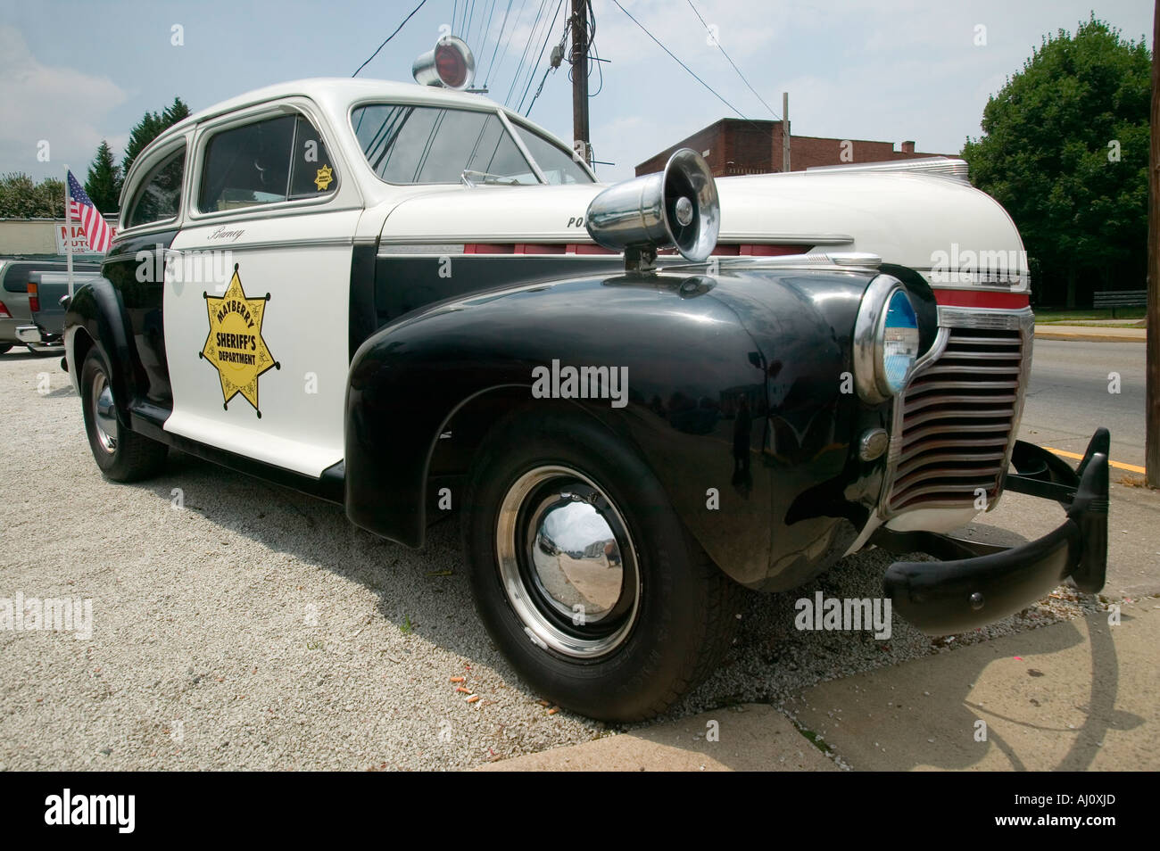 Mayberry Sheriff s Abteilung Polizeiauto in Mount Airy North Carolina Stadt Sonderangebot-Mayberry RFD und Heimat von Andy Stockfoto